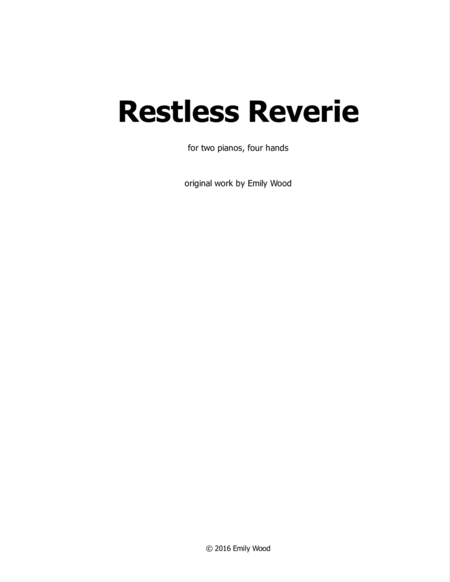 Restless Reverie Two Pianos Four Hands Sheet Music