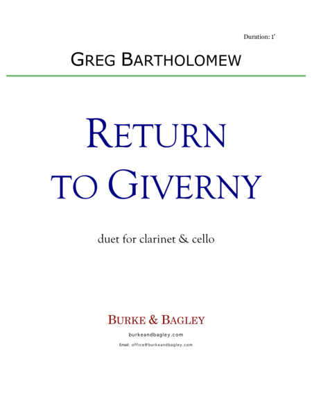 Free Sheet Music Return To Giverny