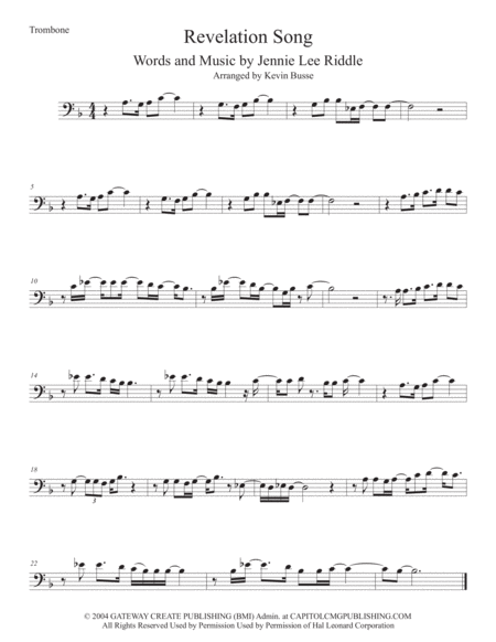 Revelation Song Trombone Sheet Music