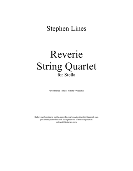 Reverie For String Quartet Sheet Music