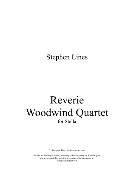 Free Sheet Music Reverie For Woodwind Quartet