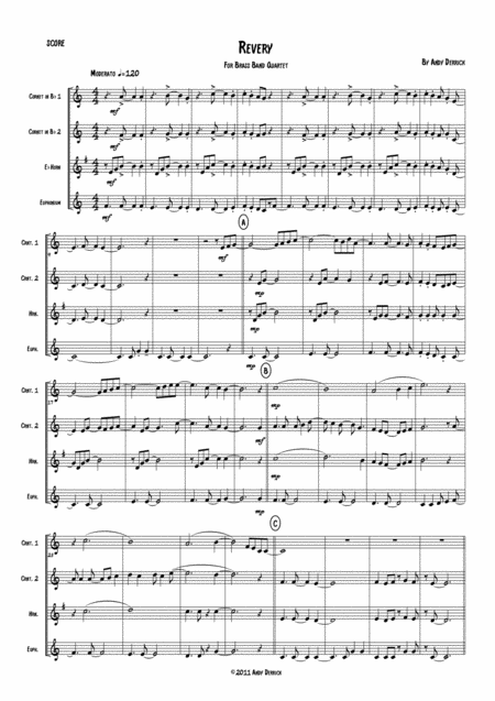 Revery For Brass Band Quartet Sheet Music