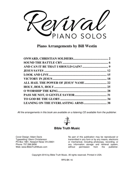 Revival Piano Solos Piano Book Sheet Music