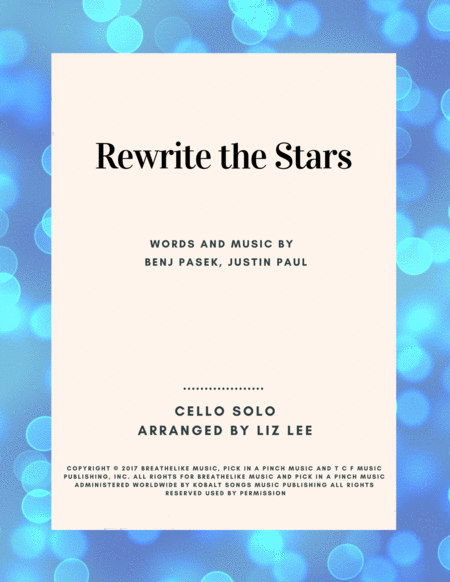 Free Sheet Music Rewrite The Stars Cello Solo