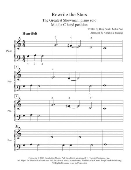 Rewrite The Stars From The Greatest Showman Compatible With Faber Playtime Level 1 Sheet Music