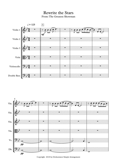 Rewrite The Stars From The Movie Greatest Showman String Quartet Sheet Music