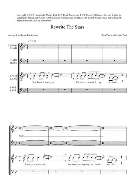 Rewrite The Stars Greatest Showman Sheet Music