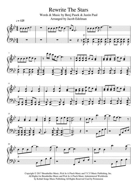 Rewrite The Stars Sheet Music