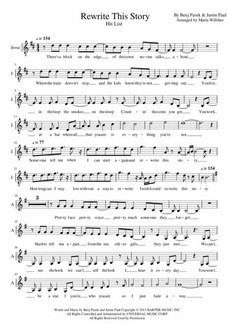 Rewrite This Story Hit List Vocals Sheet Music