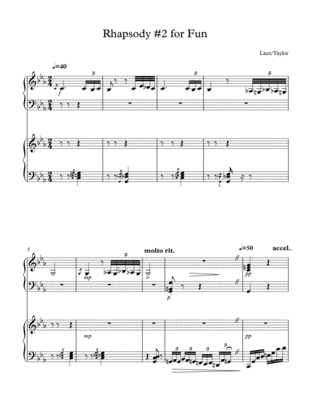 Rhapsody 2 For Piano 4 Hands Sheet Music