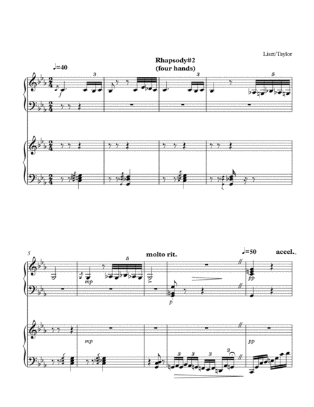 Free Sheet Music Rhapsody 2 For Piano Four Hands