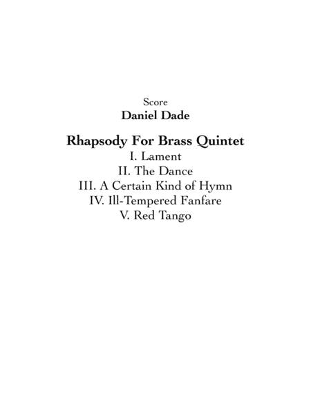 Rhapsody For Brass Quintet Sheet Music