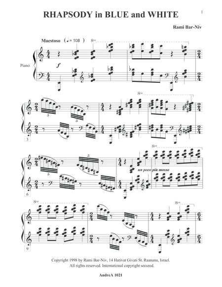 Rhapsody In Blue And White For Piano Sheet Music