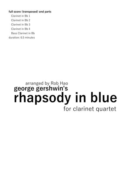 Rhapsody In Blue Gershwin For Clarinet Quartet Sheet Music