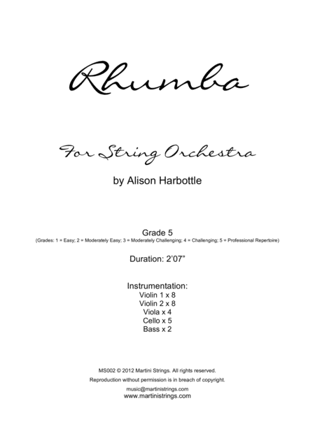 Rhumba For String Orchestra Sheet Music