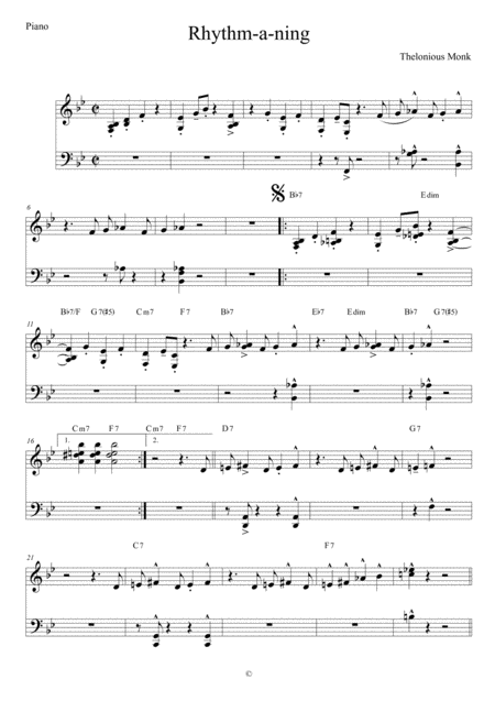 Rhythm A Ning Piano Sheet Music