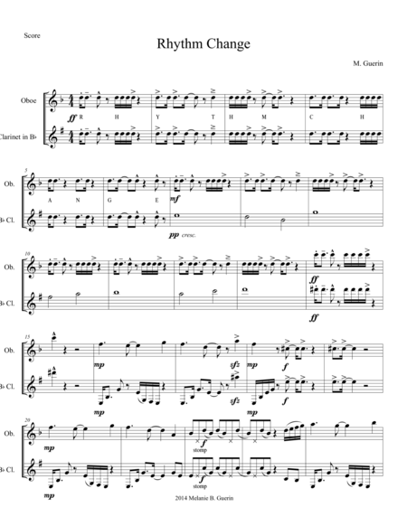 Free Sheet Music Rhythm Change Score