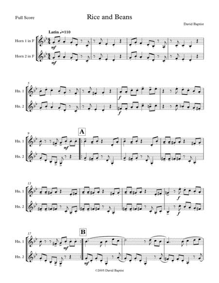 Free Sheet Music Rice And Beans For French Horn Duet