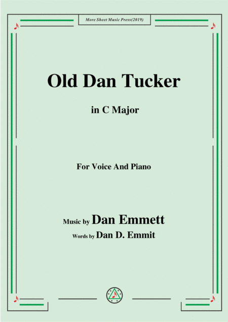 Rice Old Dan Tucker In C Major For Voice And Piano Sheet Music
