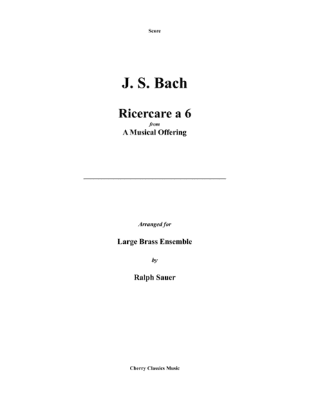 Ricercare A 6 For 14 Part Brass Ensemble Sheet Music