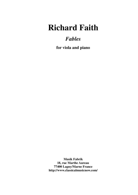 Richard Faith Fables For Viola And Piano Sheet Music