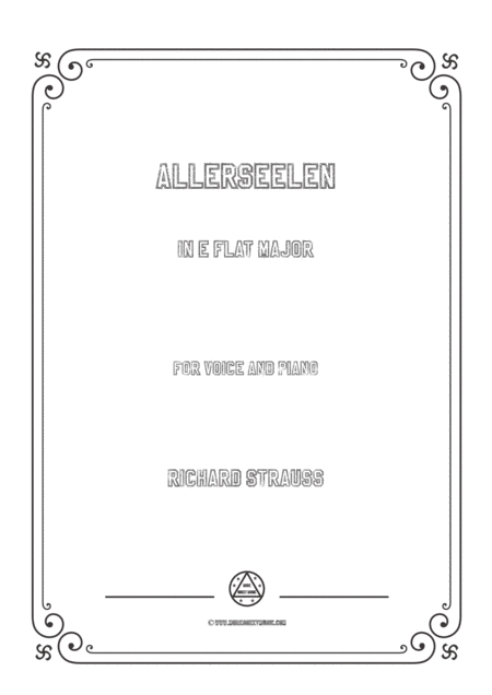 Free Sheet Music Richard Strauss Allerseelen In E Flat Major For Voice And Piano