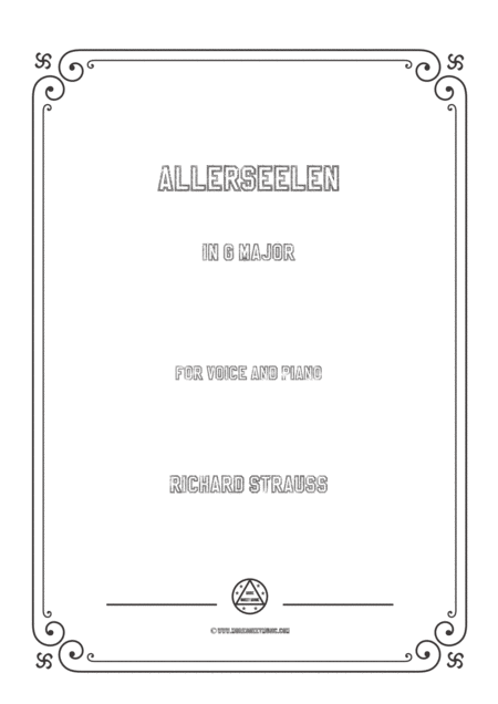 Free Sheet Music Richard Strauss Allerseelen In G Major For Voice And Piano