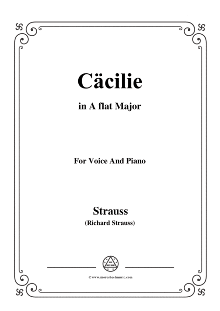 Richard Strauss Ccilie In A Flat Major For Voice And Piano Sheet Music