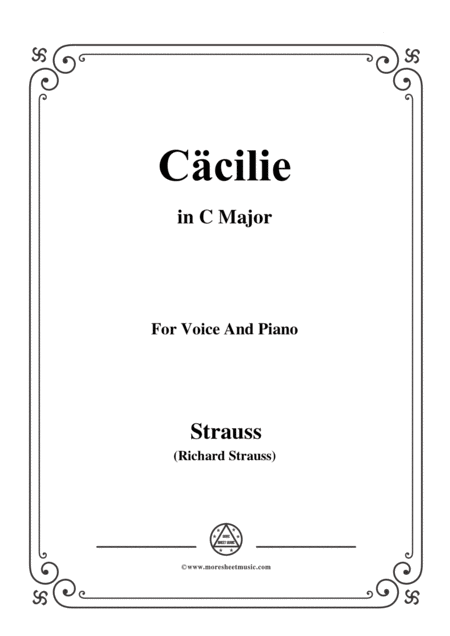 Richard Strauss Ccilie In C Major For Voice And Piano Sheet Music