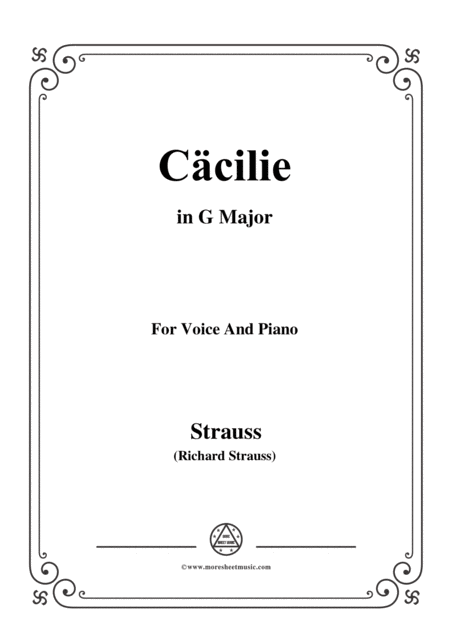 Richard Strauss Ccilie In G Major For Voice And Piano Sheet Music