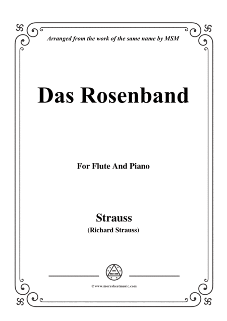 Richard Strauss Das Rosenband For Flute And Piano Sheet Music