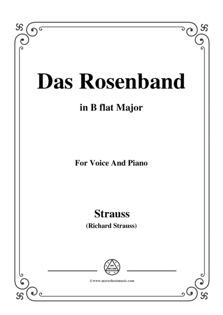 Richard Strauss Das Rosenband In B Flat Major For Voice And Piano Sheet Music