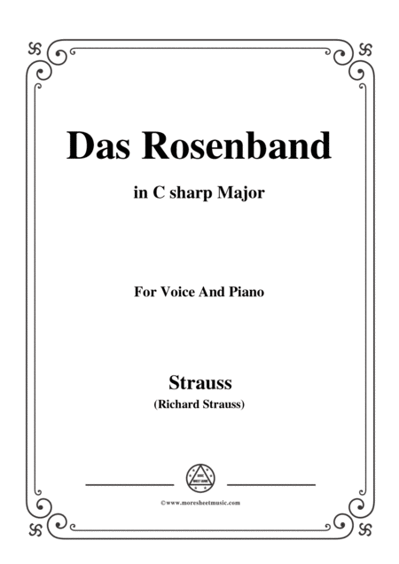 Richard Strauss Das Rosenband In C Sharp Major For Voice And Piano Sheet Music