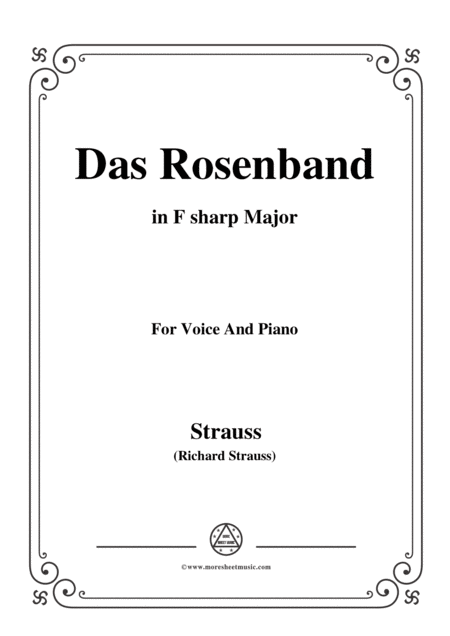 Free Sheet Music Richard Strauss Das Rosenband In F Sharp Major For Voice And Piano