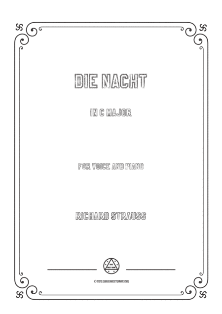 Richard Strauss Die Nacht In C Major For Voice And Piano Sheet Music