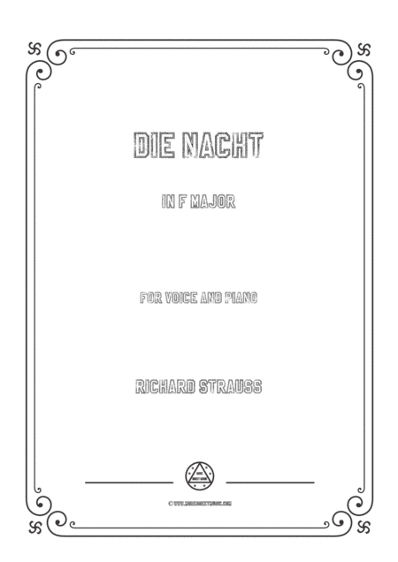 Free Sheet Music Richard Strauss Die Nacht In F Major For Voice And Piano