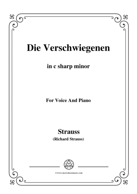 Richard Strauss Die Verschwiegenen In C Sharp Minor For Voice And Piano Sheet Music