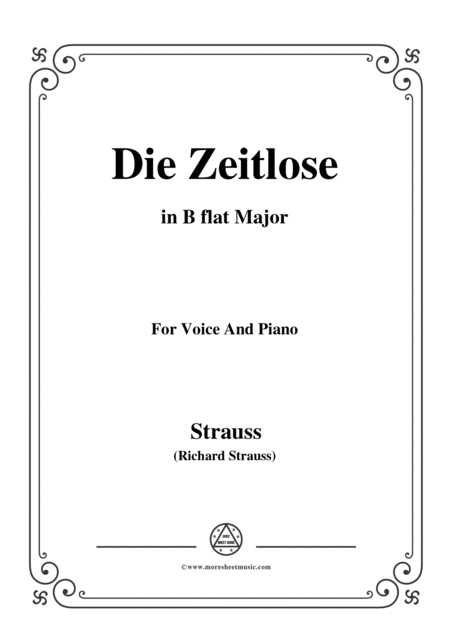 Free Sheet Music Richard Strauss Die Zeitlose In B Flat Major For Voice And Piano