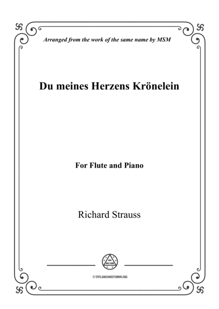 Free Sheet Music Richard Strauss Du Meines Herzens Krnelein For Flute And Piano