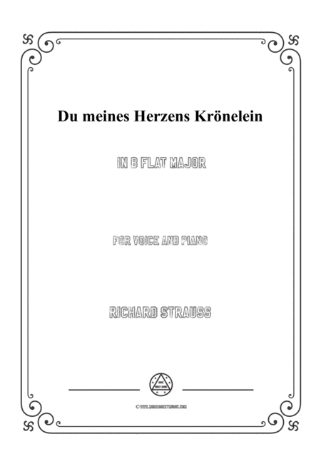 Free Sheet Music Richard Strauss Du Meines Herzens Krnelein In B Flat Major For Voice And Piano