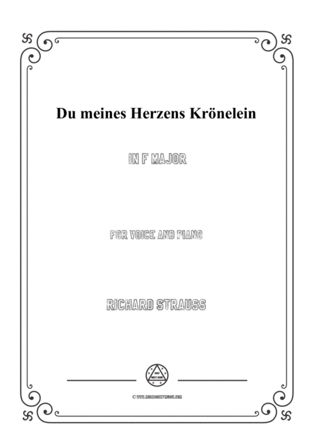 Richard Strauss Du Meines Herzens Krnelein In F Major For Voice And Piano Sheet Music