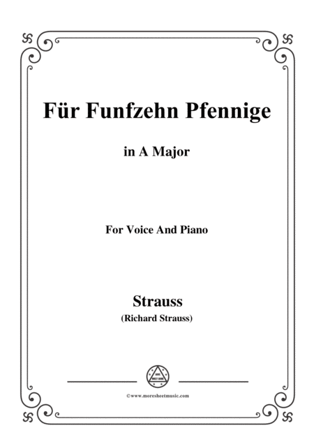 Richard Strauss Fr Funfzehn Pfennige In A Major For Voice And Piano Sheet Music