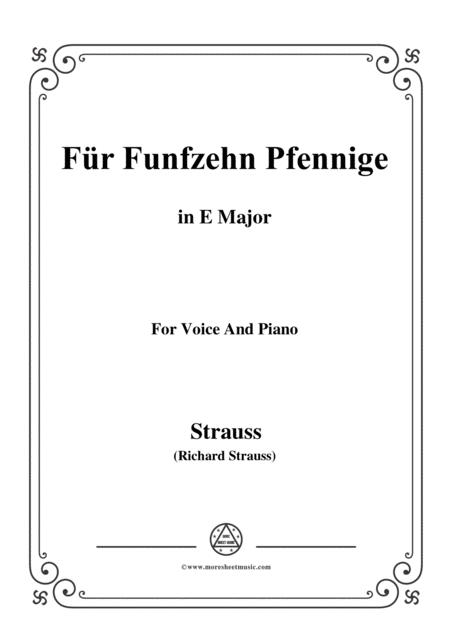 Richard Strauss Fr Funfzehn Pfennige In E Major For Voice And Piano Sheet Music