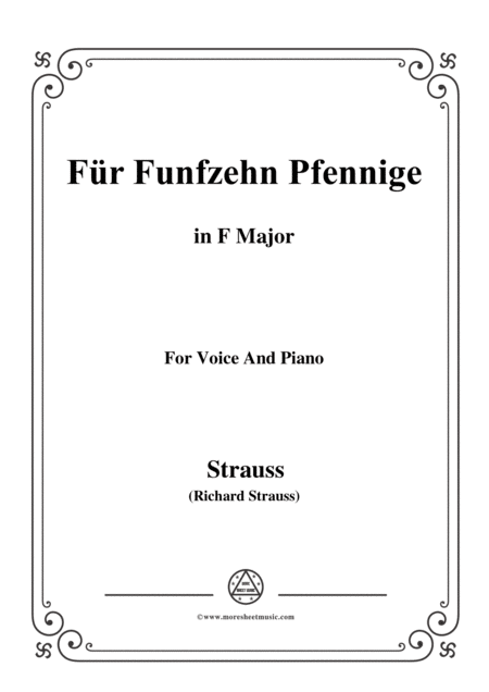 Richard Strauss Fr Funfzehn Pfennige In F Major For Voice And Piano Sheet Music