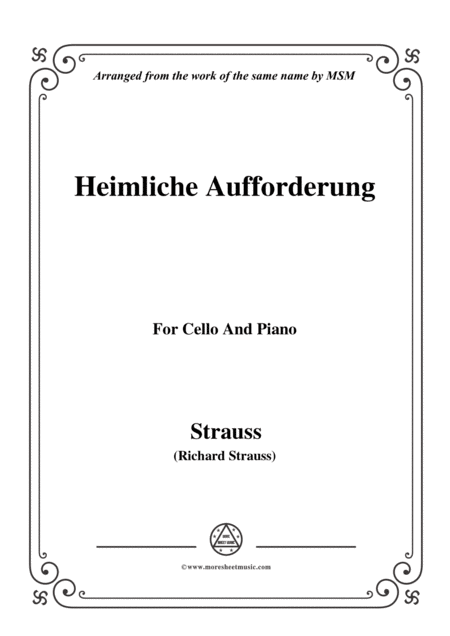 Free Sheet Music Richard Strauss Heimliche Aufforderung For Cello And Piano