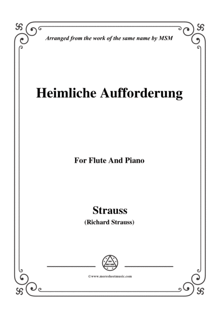 Free Sheet Music Richard Strauss Heimliche Aufforderung For Flute And Piano