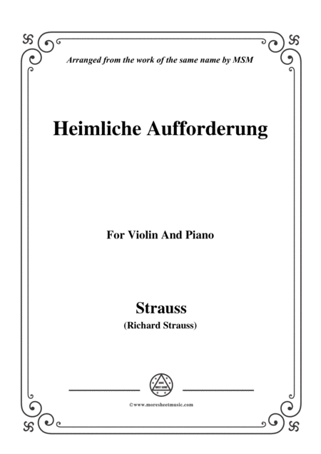 Free Sheet Music Richard Strauss Heimliche Aufforderung For Violin And Piano