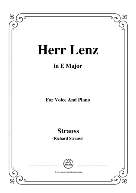 Free Sheet Music Richard Strauss Herr Lenz In E Major For Voice And Piano