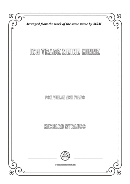 Free Sheet Music Richard Strauss Ich Trage Meine Minne For Violin And Piano