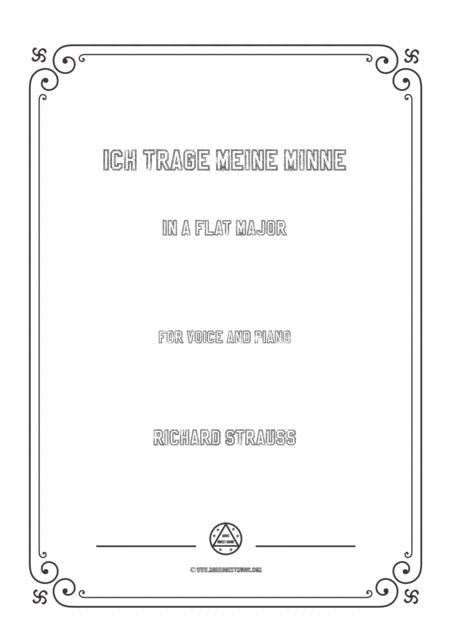 Free Sheet Music Richard Strauss Ich Trage Meine Minne In A Flat Major For Voice And Piano